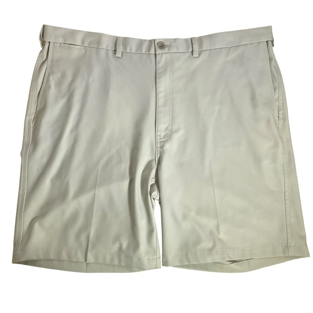 Haggar Cool Pro 18 Light Taupe Golf Short Big men's sz 44 adjustable waist band